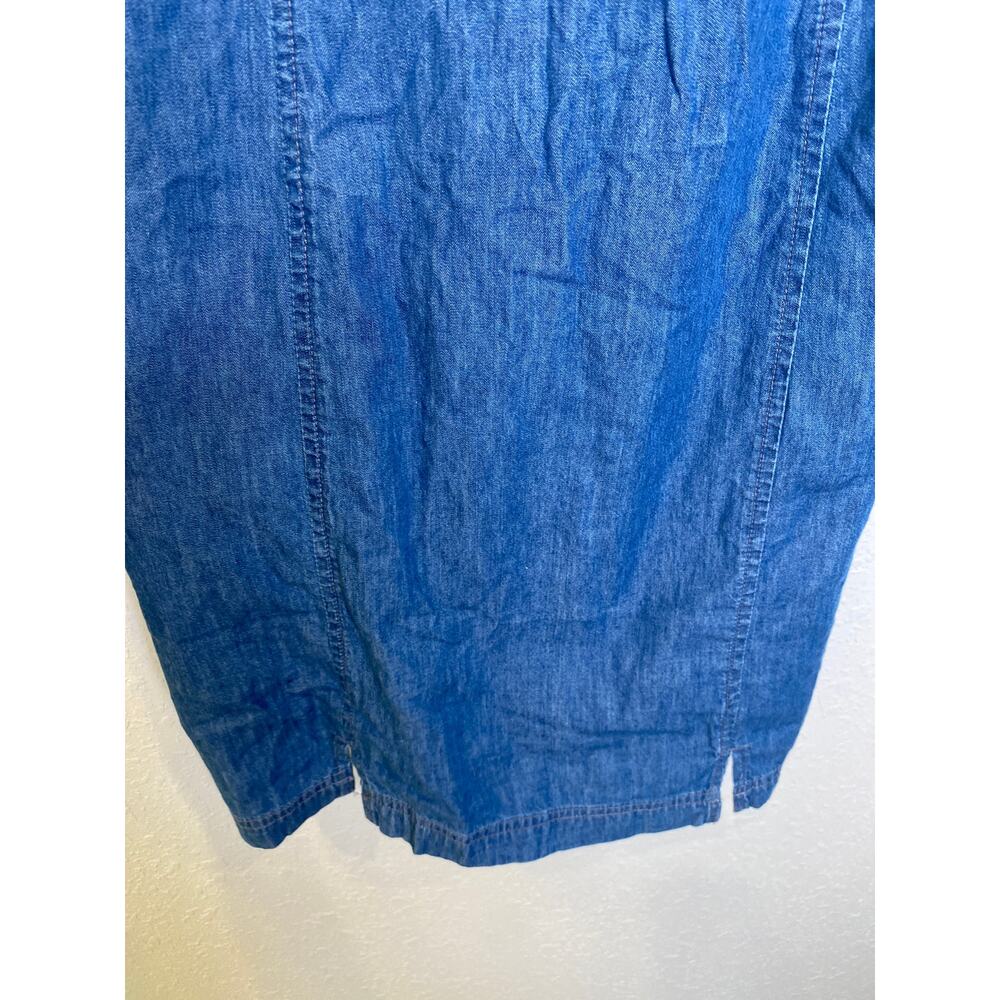 ASOS Lightweight Soft Denim Halter Slip Dress Criss Cross Straps EUC Sz 12 Mini - Picture 3 of 16